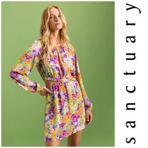 SANCTUARY - 🎉HPx2🎉 NWT - L XL Chiffon Floral Blouson Sleeve Cut-Out Mini Dress